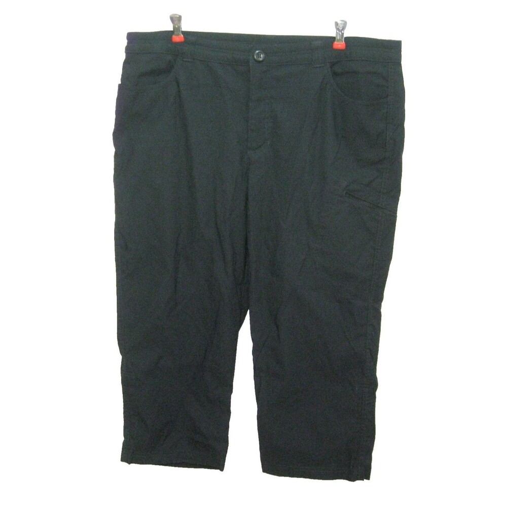 Eddie Bauer Capri Hiking Pants Womens Size 16 Black Nylon Tech 3 Pockets Outdoor